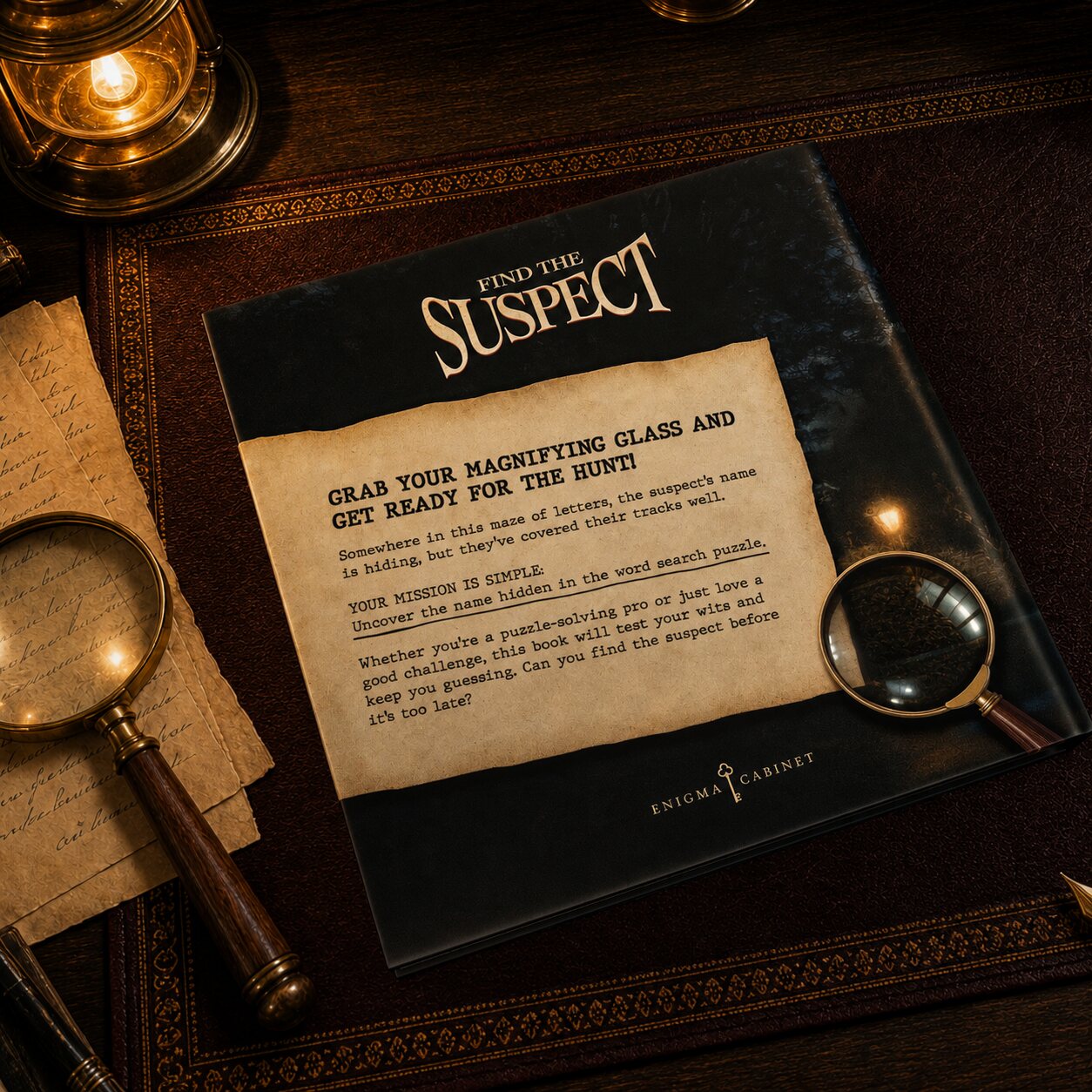 Close-up of the Find The Suspect cover